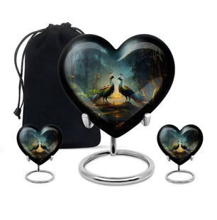 Heart Shape Peacock Urn Large Urn With 2 Keepsake Urn
