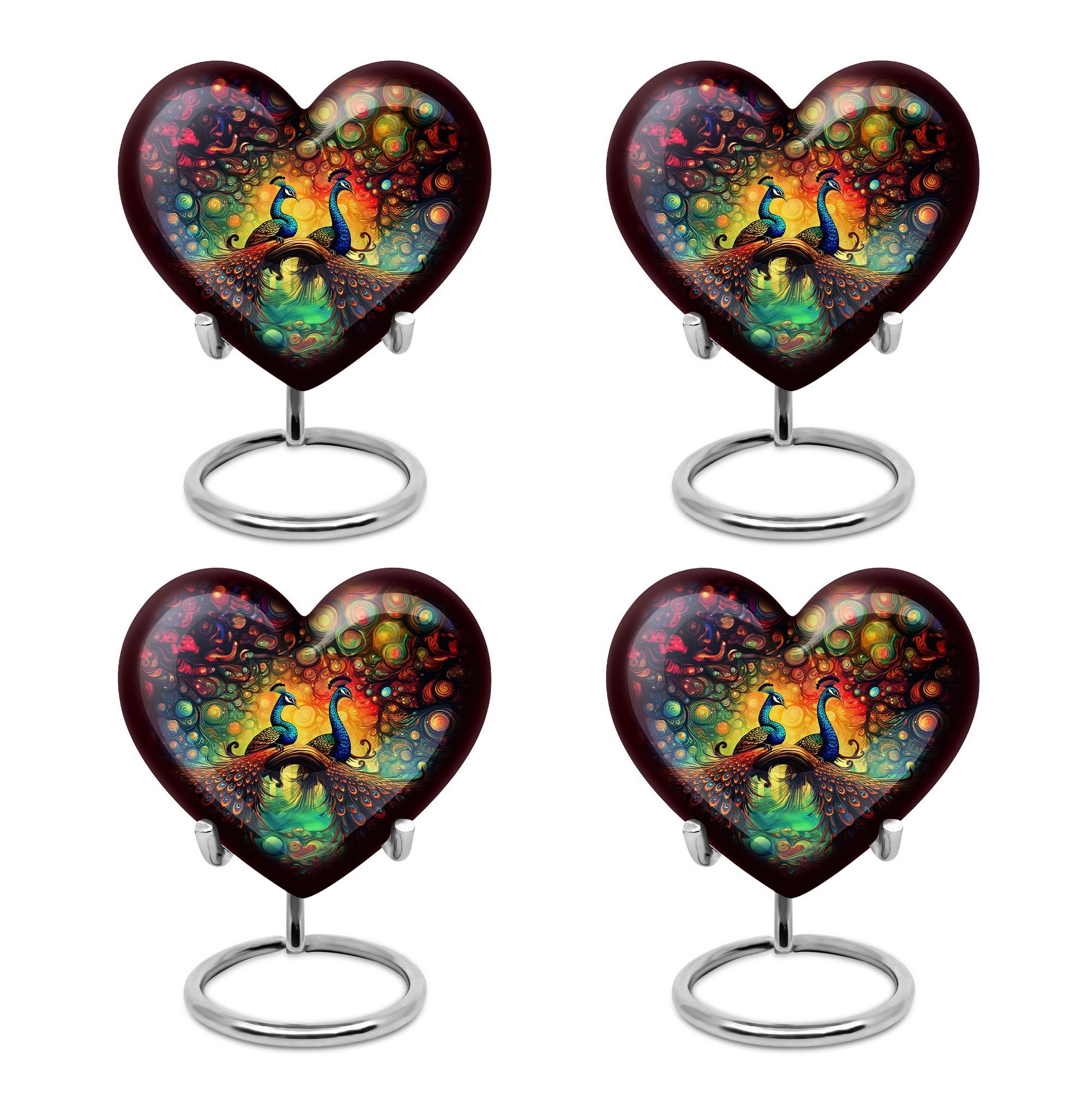 Heart Shape Peacock Urn Keepsake Urn Pack of 4