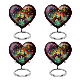 Heart Shape Peacock Urn Keepsake Urn Pack of 4