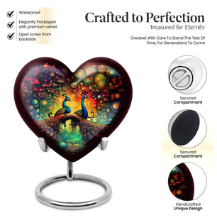 Heart Shape Peacock Urn Keepsake 3 Inch