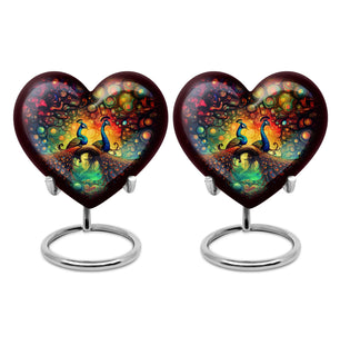 Heart Shape Peacock Urn Keepsake Urn Pack of 2