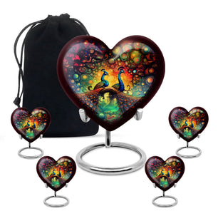 Heart Shape Peacock Urn Large Urn With 4 Keepsake Urn