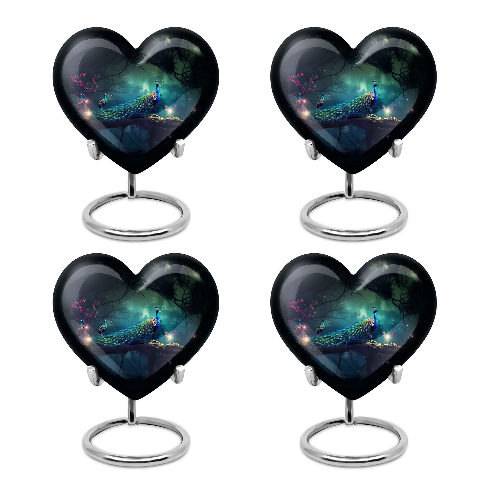 Heart Shape Peacock Urn Keepsake Urn Pack of 4