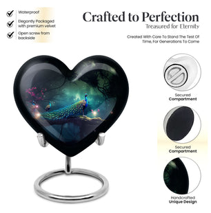 Heart Shape Peacock Urn Keepsake 3 Inch
