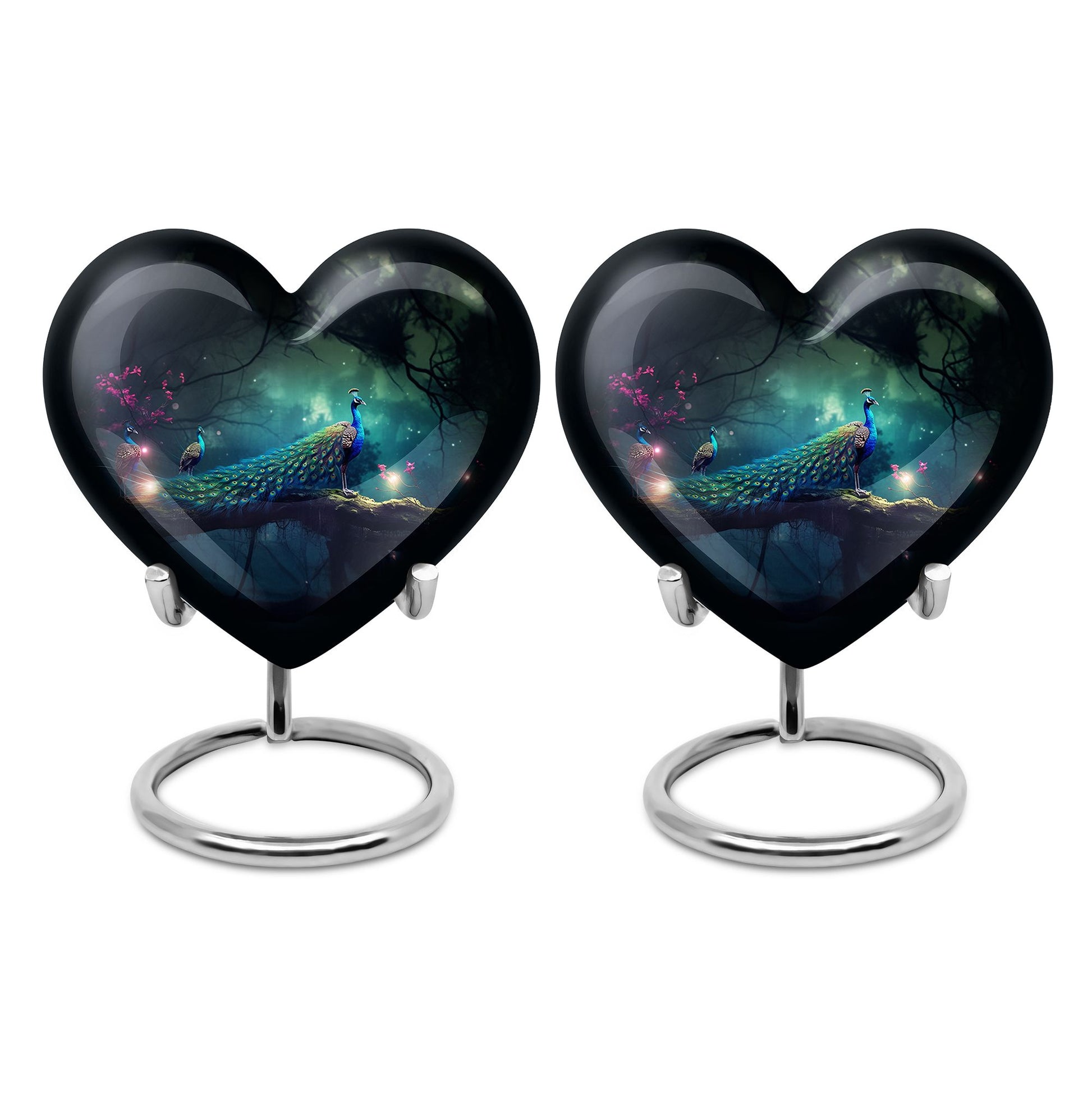Heart Shape Peacock Urn Keepsake Urn Pack of 2