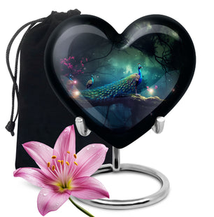 Heart Shape Peacock Urn Large 10 Inch