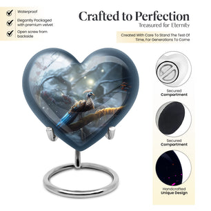 Heart Shape Peacock Urn Keepsake 3 Inch