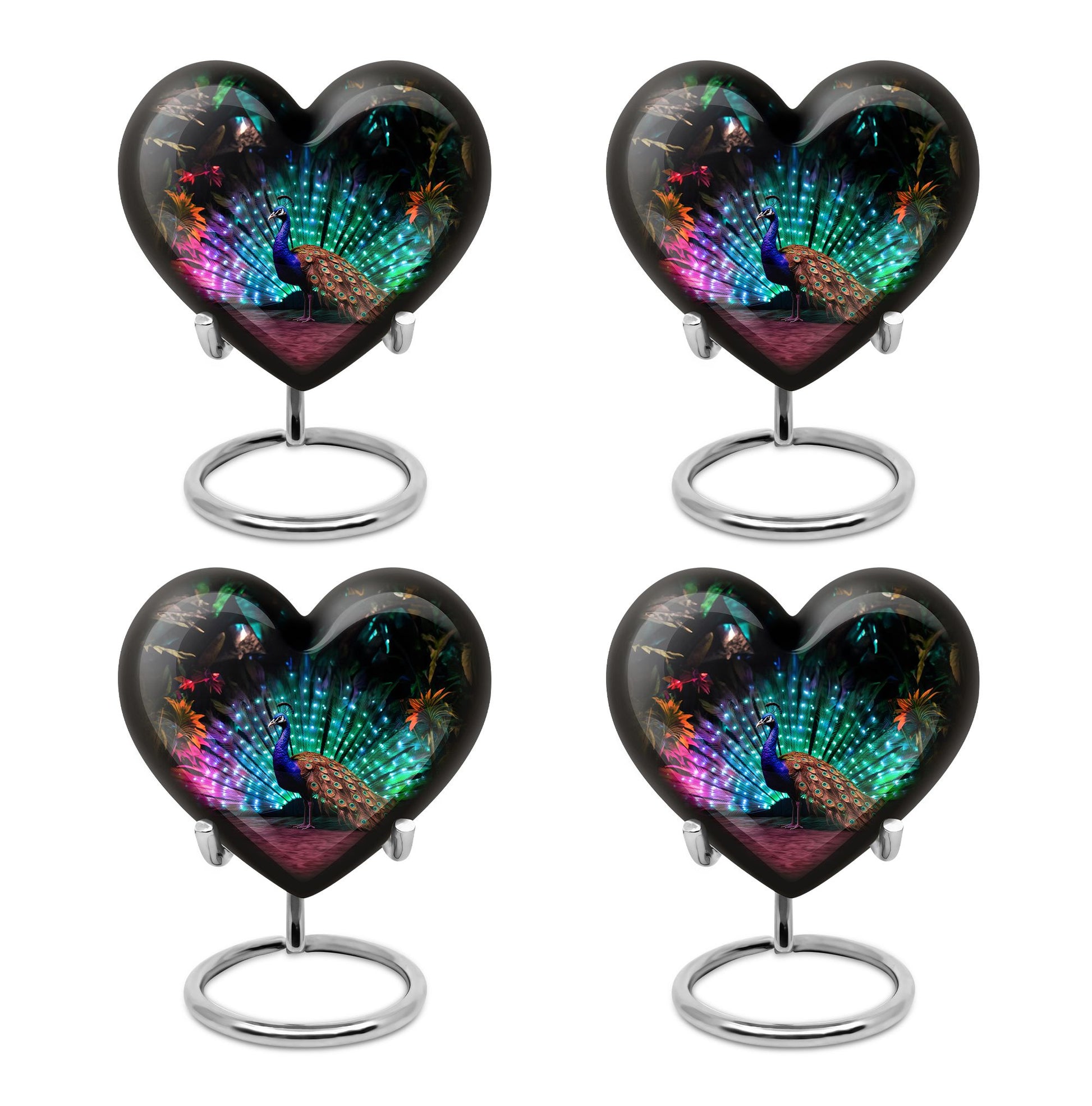 Heart Shape Peacock Urn Keepsake Urn Pack of 4