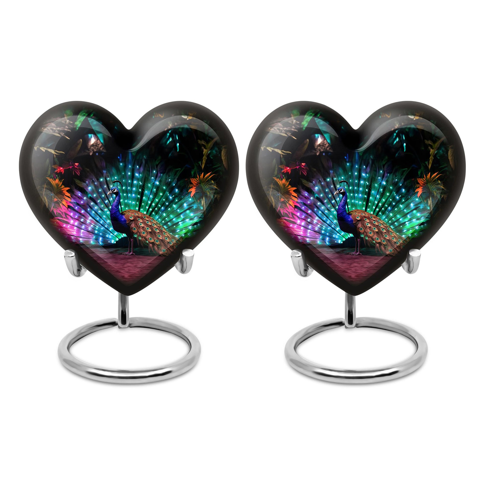 Heart Shape Peacock Urn Keepsake Urn Pack of 2