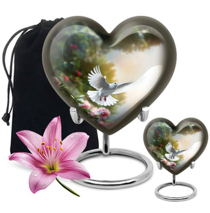 Heart Shape Dove Urn Large Urn With 1 Keepsake Urn