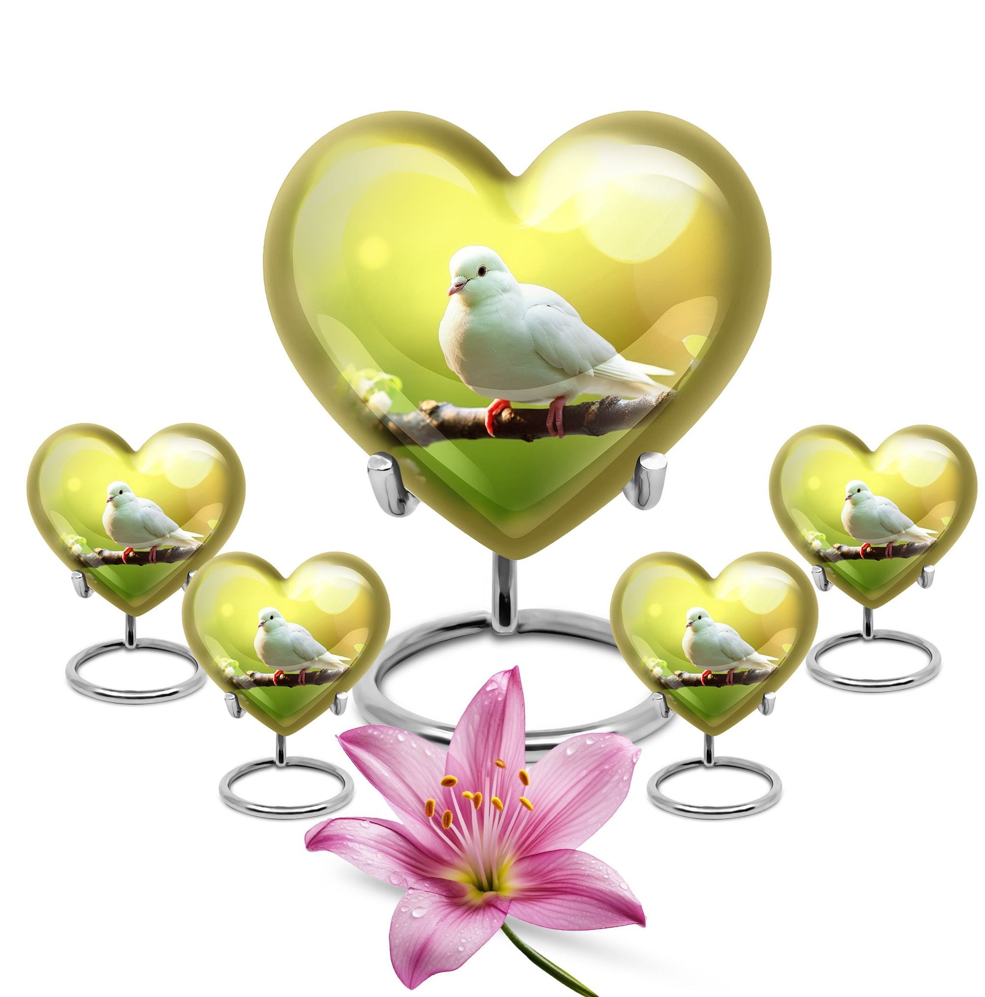 Heart Shape Dove Urn Large Urn With 4 Keepsake Urn