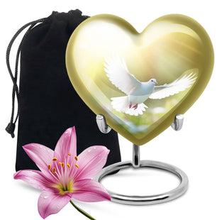 Heart Shape Dove Urn Large 10 Inch