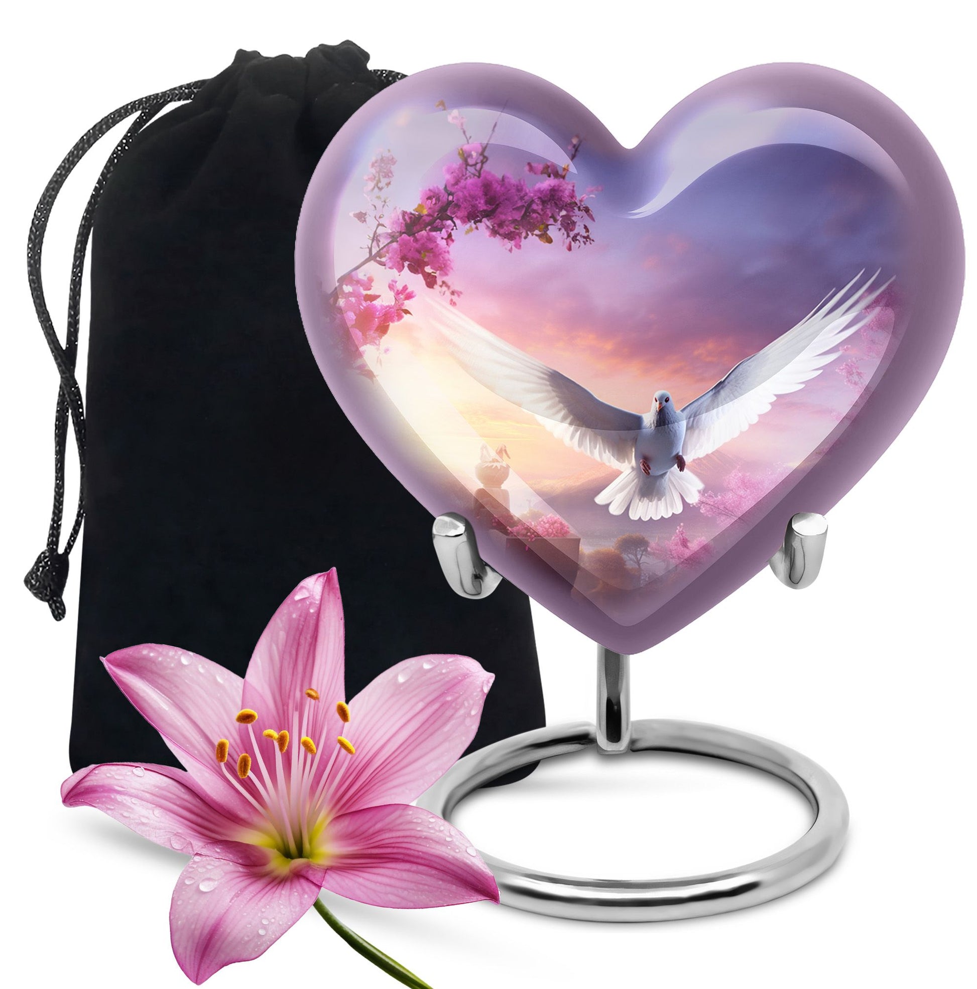 Heart Shape Dove Urn Large 10 Inch