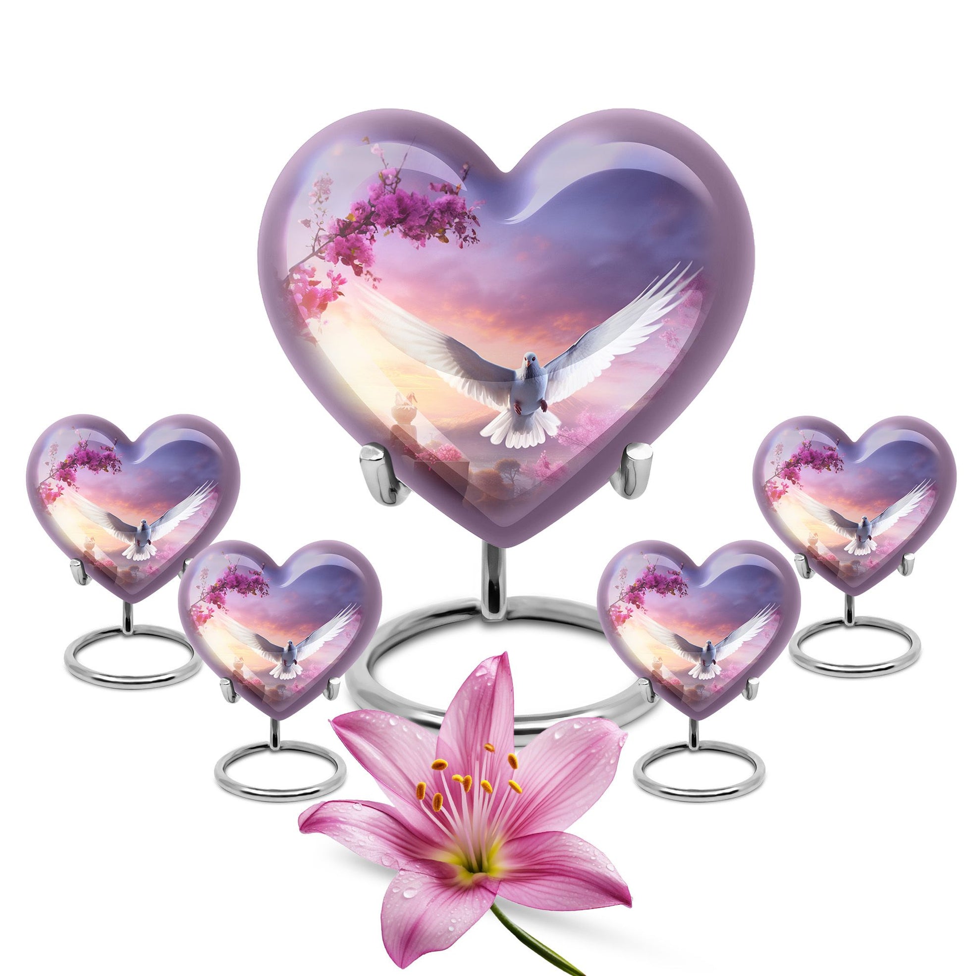 Heart Shape Dove Urn Large Urn With 4 Keepsake Urn