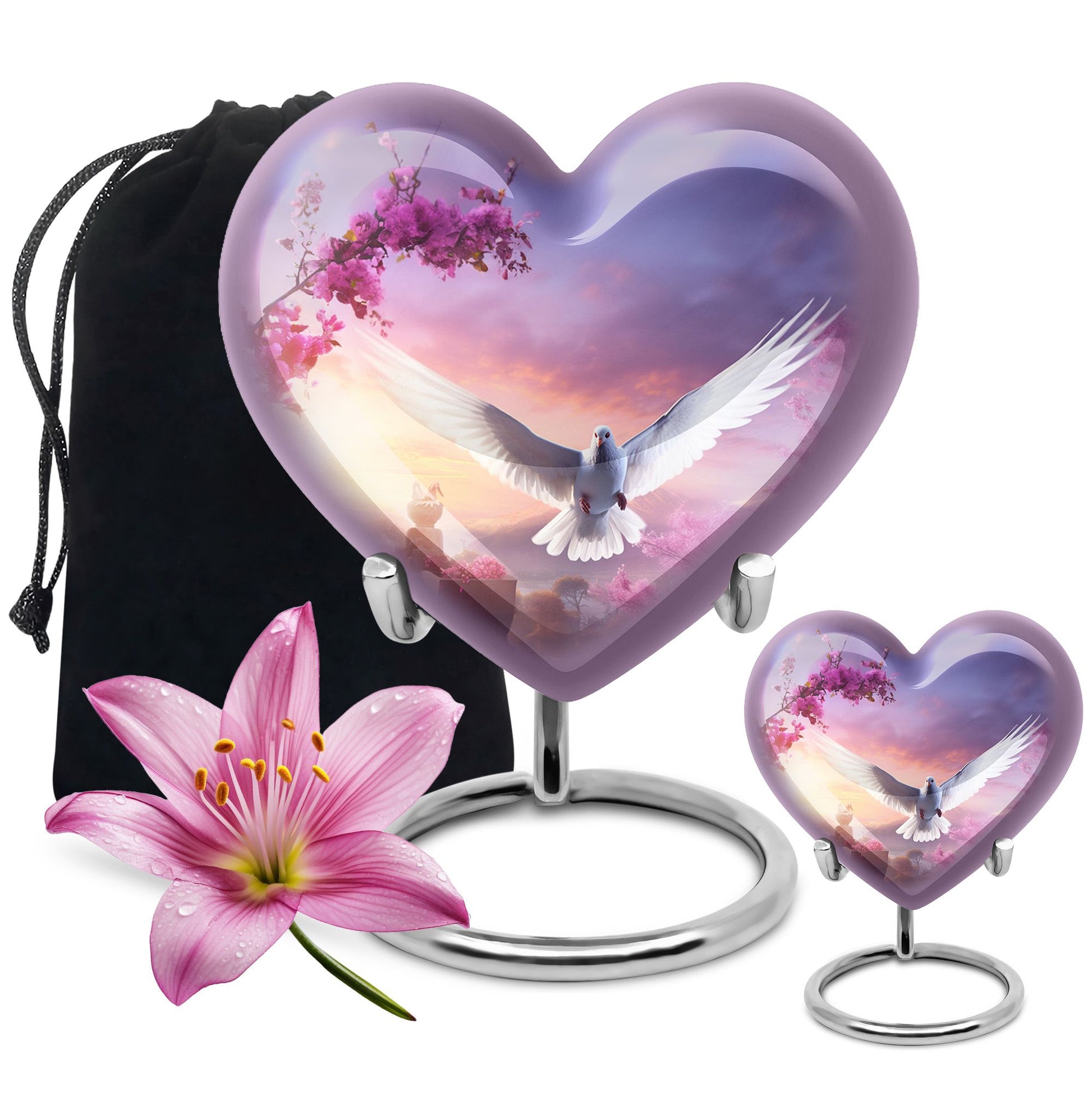 Heart Shape Dove Urn Large Urn With 1 Keepsake Urn