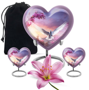 Heart Shape Dove Urn Large Urn With 2 Keepsake Urn