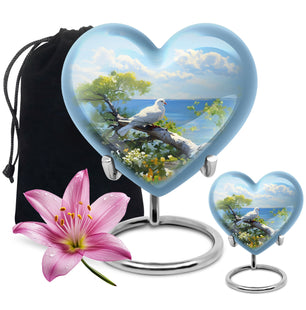 Heart Shape Dove Urn Large Urn With 1 Keepsake Urn