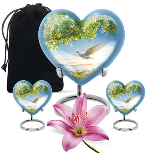 Heart Shape Dove Urn Large Urn With 2 Keepsake Urn
