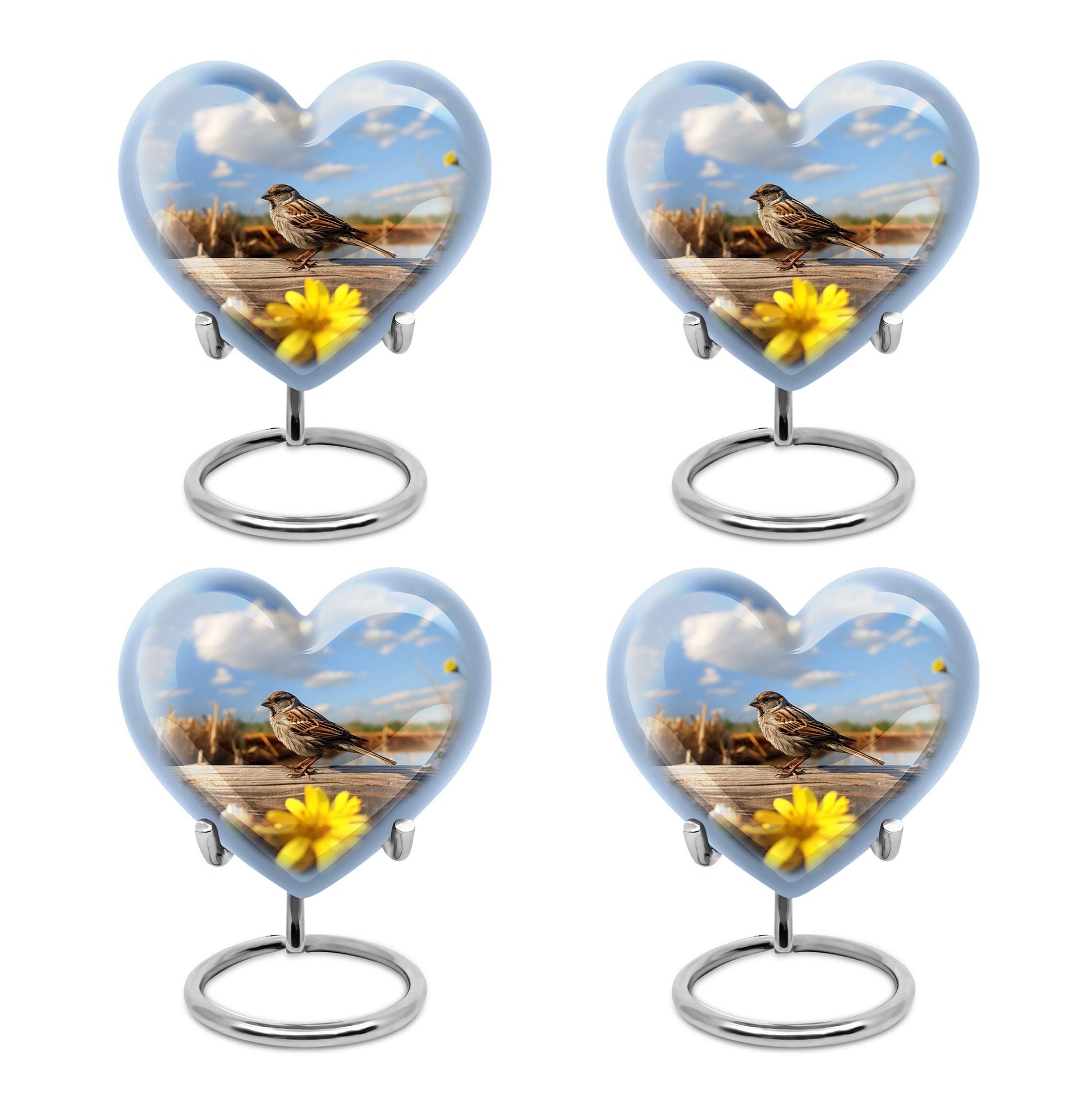 Heart Shape Sparrow Urn Keepsake Urn Pack of 4