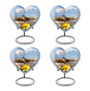 Heart Shape Sparrow Urn Keepsake Urn Pack of 4