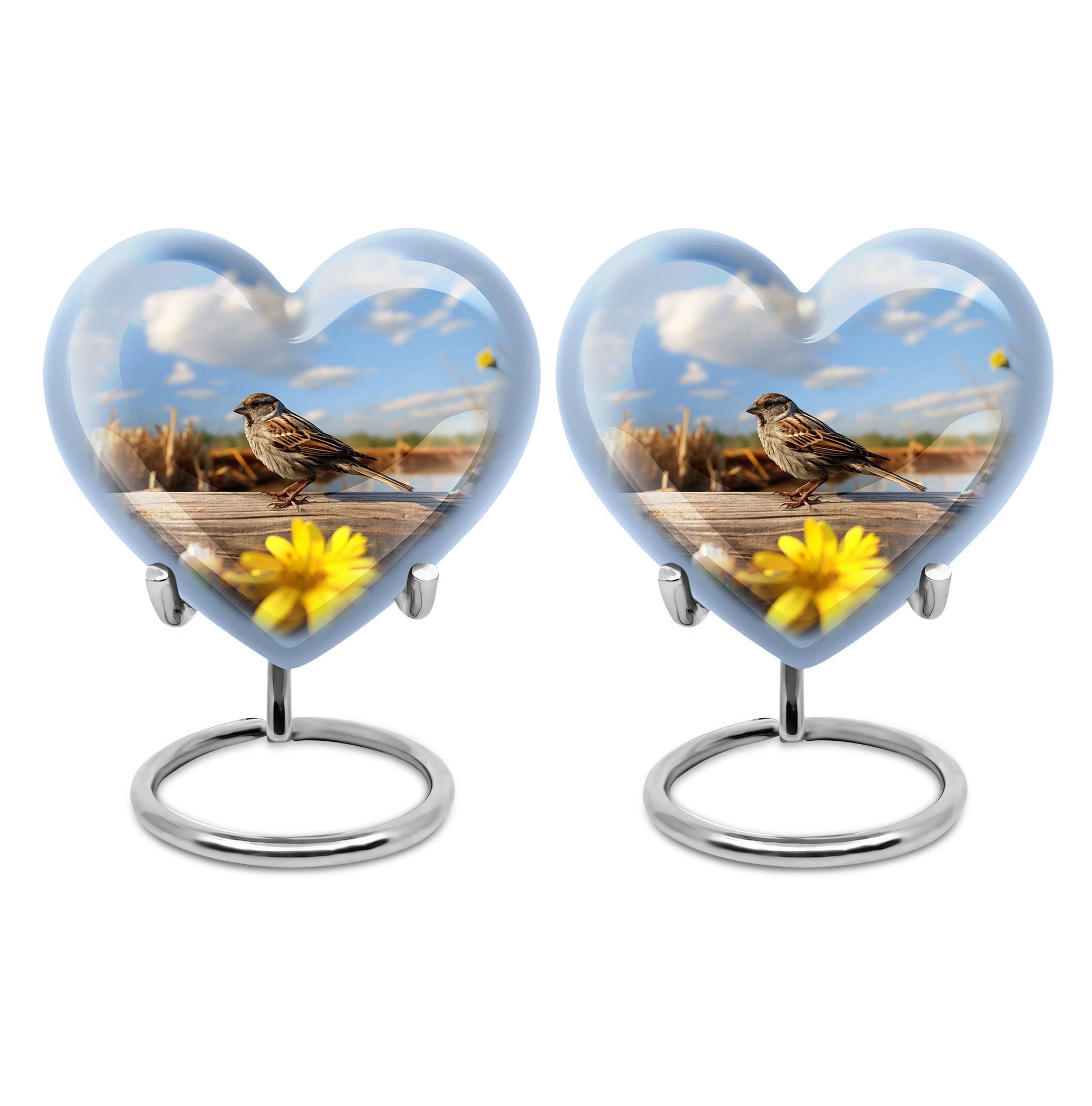 Heart Shape Sparrow Urn Keepsake Urn Pack of 2