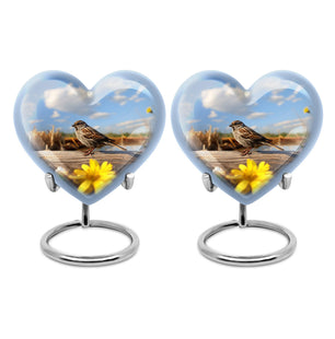 Heart Shape Sparrow Urn Keepsake Urn Pack of 2