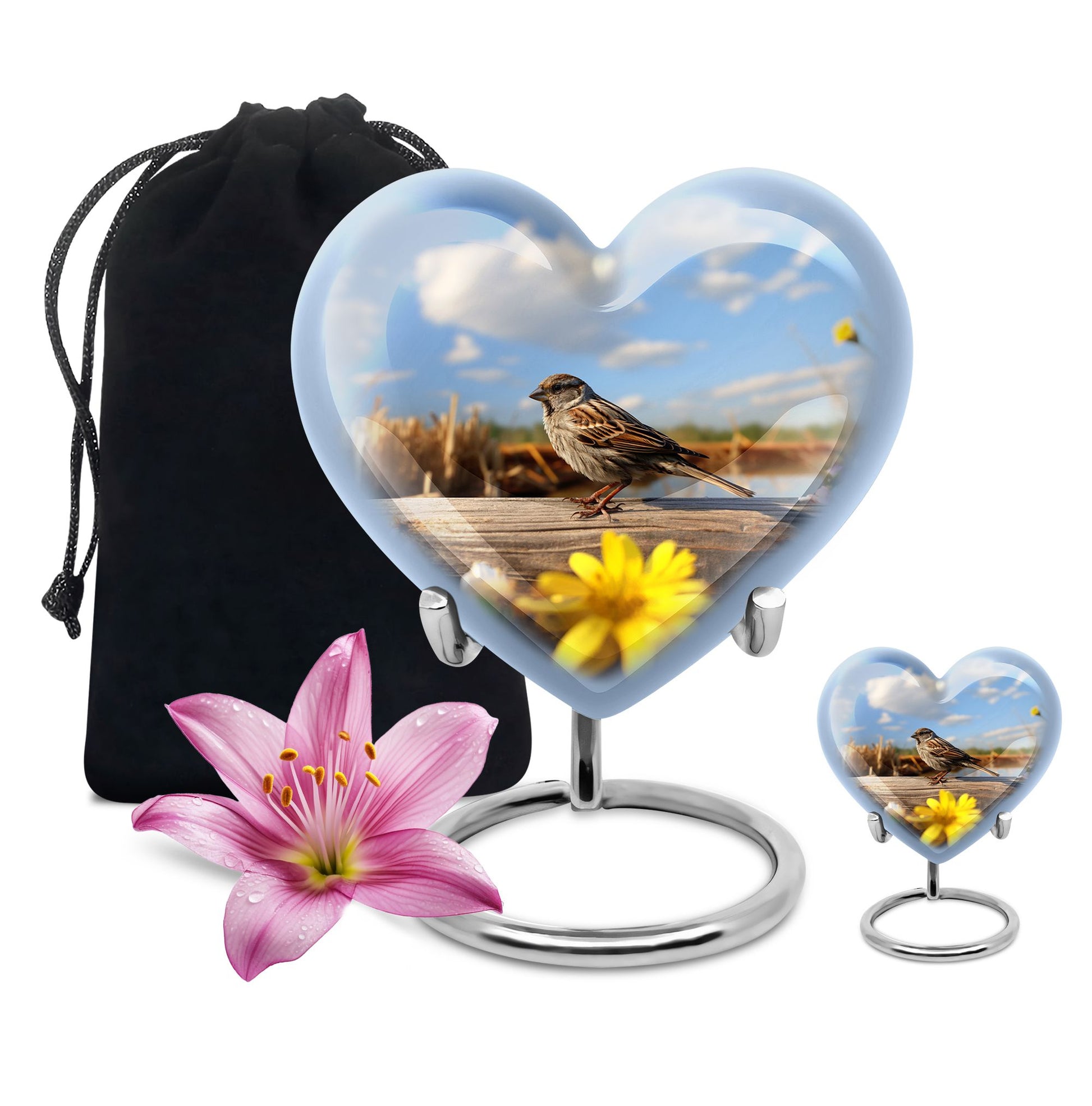 Heart Shape Sparrow Urn Large Urn With 1 Keepsake Urn