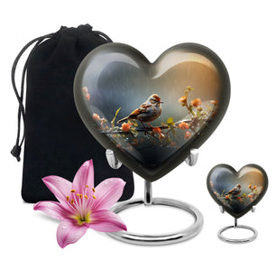 Heart Shape Sparrow Urn Large Urn With 1 Keepsake Urn