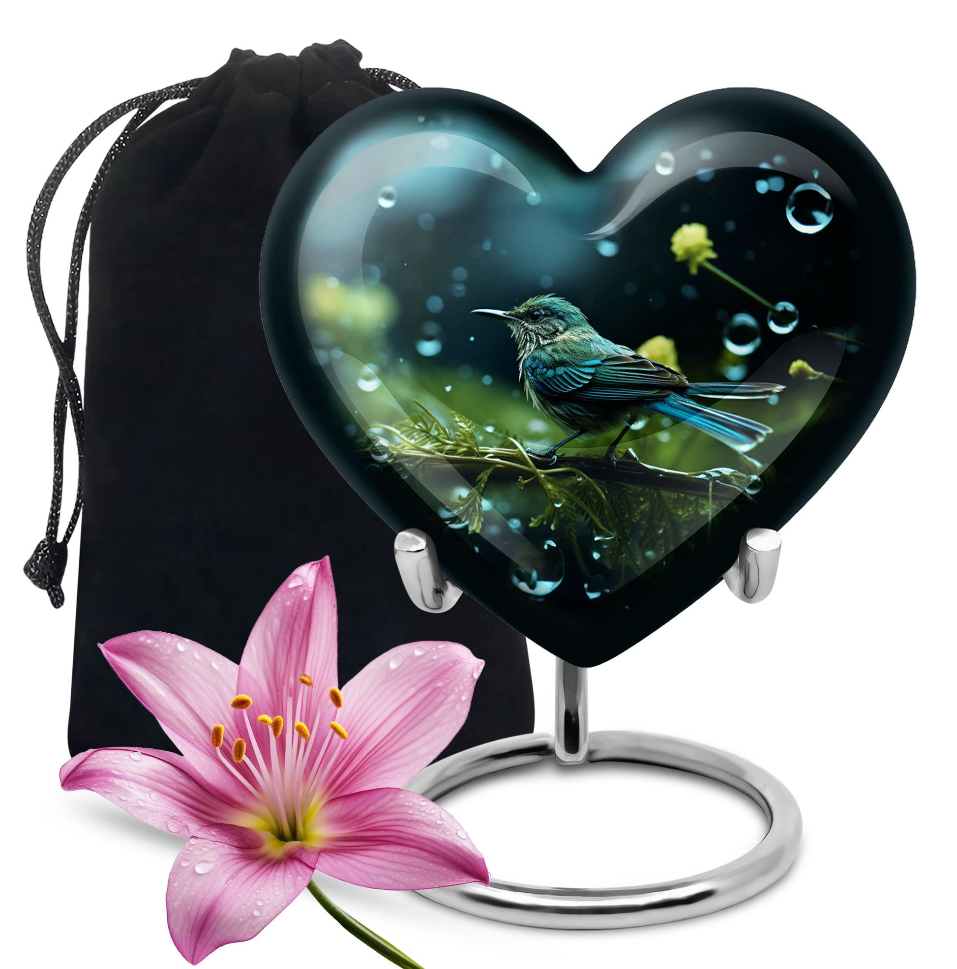 Heart Shape Sparrow Urn Large 10 Inch