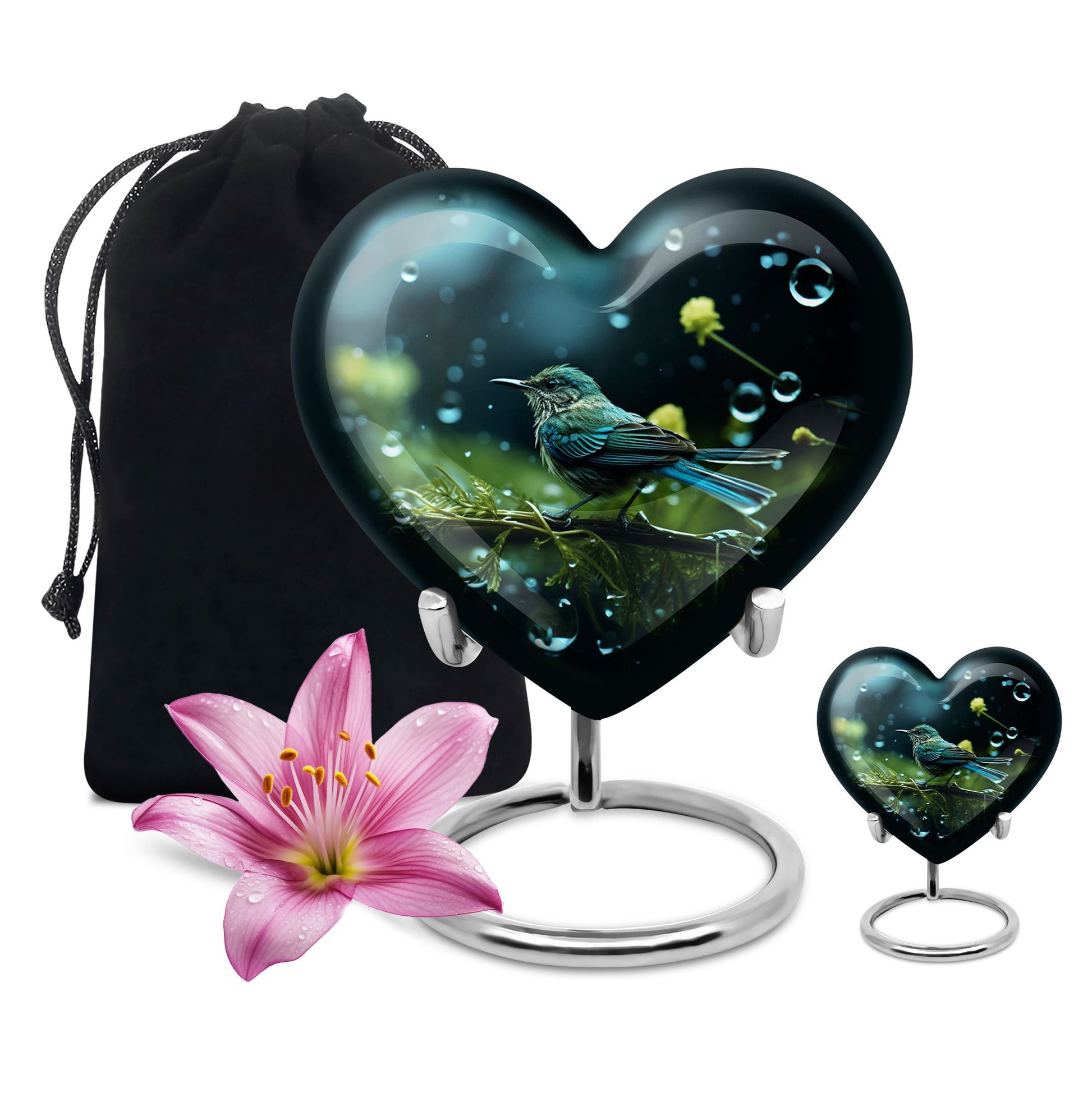Heart Shape Sparrow Urn Large Urn With 1 Keepsake Urn