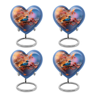 Heart Shape Sparrow Urn Keepsake Urn Pack of 4