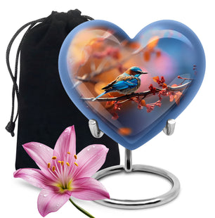 Heart Shape Sparrow Urn Large 10 Inch