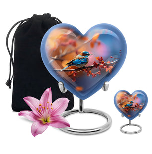 Heart Shape Sparrow Urn Large Urn With 1 Keepsake Urn