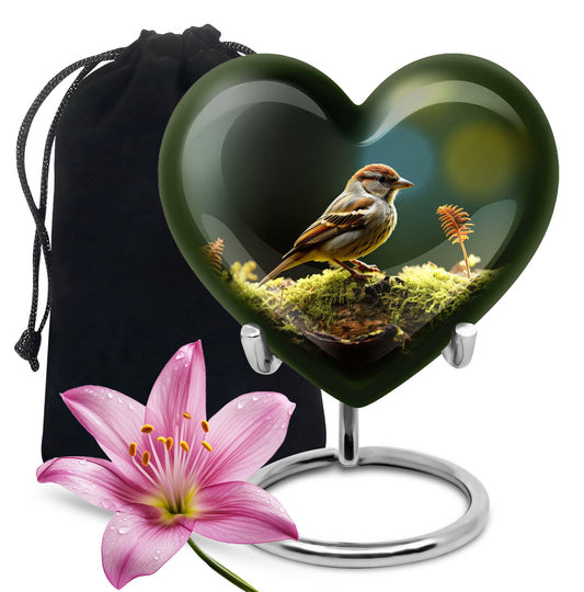 Heart Shape Sparrow Urn Large 10 Inch