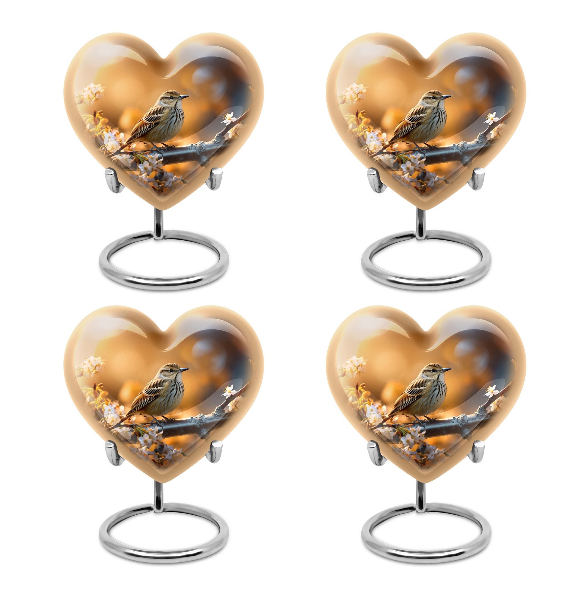 Heart Shape Sparrow Urn Keepsake Urn Pack of 4