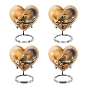 Heart Shape Sparrow Urn Keepsake Urn Pack of 4