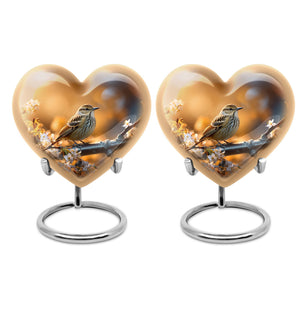 Heart Shape Sparrow Urn Keepsake Urn Pack of 2