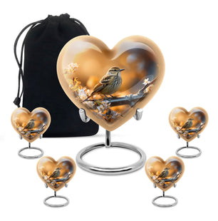 Heart Shape Sparrow Urn Large Urn With 4 Keepsake Urn