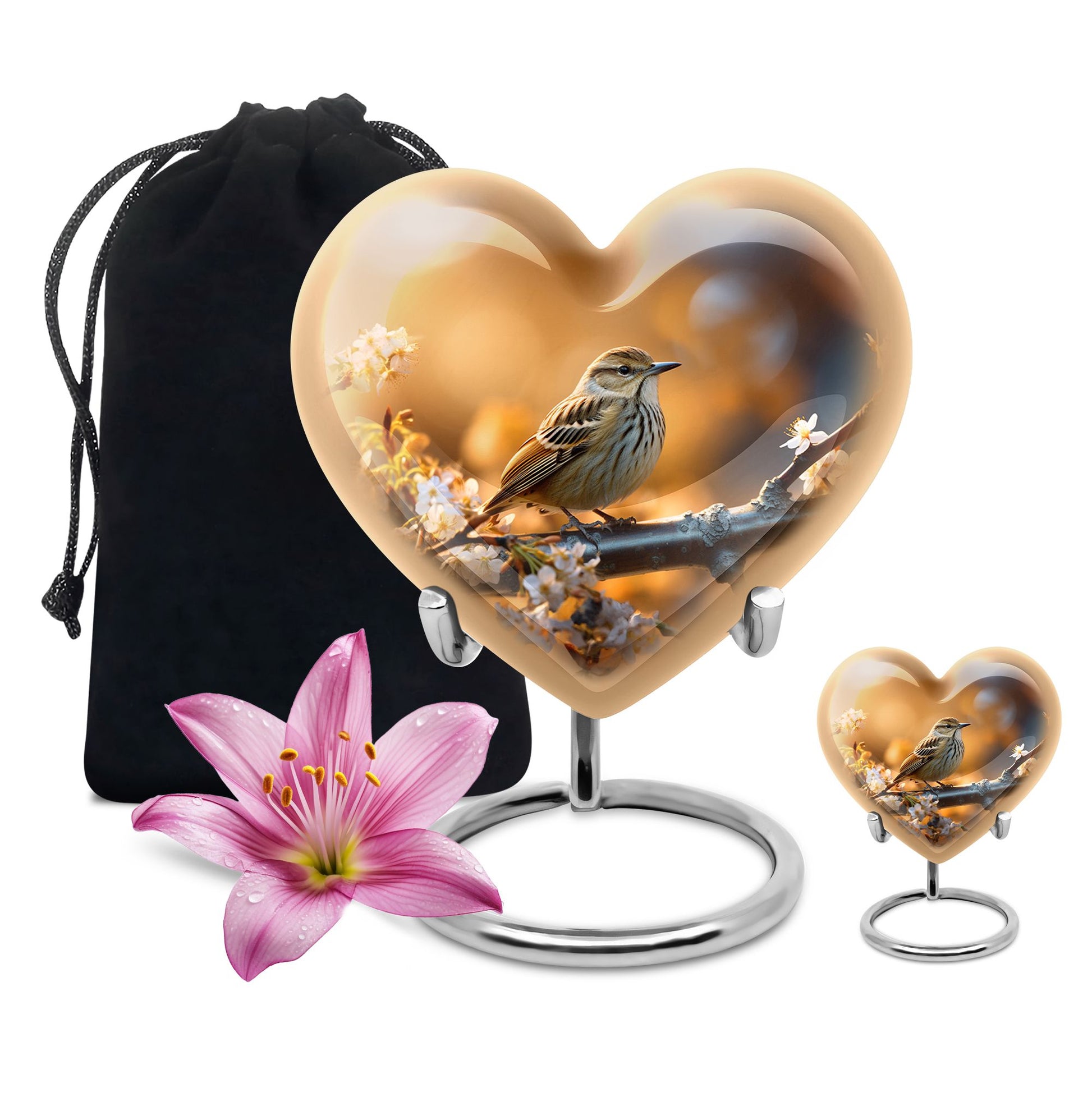 Heart Shape Sparrow Urn Large Urn With 1 Keepsake Urn