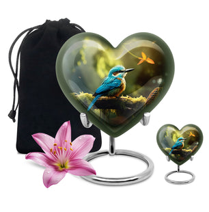 Heart Shape Sparrow Urn Large Urn With 1 Keepsake Urn