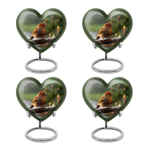 Heart Shape Sparrow Urn Keepsake Urn Pack of 4