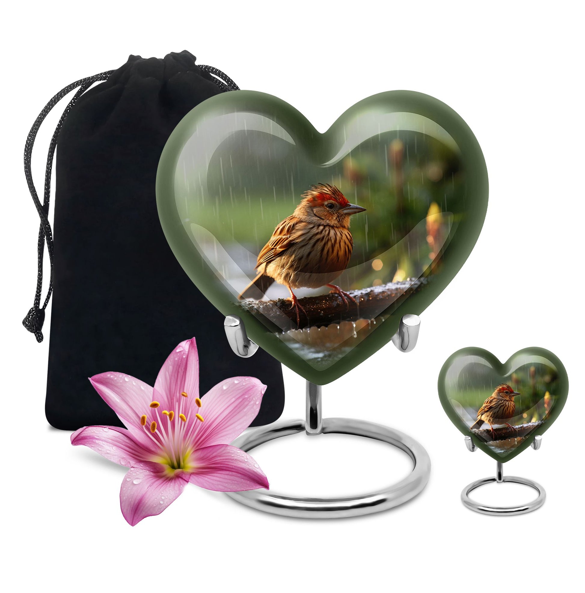 Heart Shape Sparrow Urn Large Urn With 1 Keepsake Urn