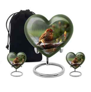 Heart Shape Sparrow Urn Large Urn With 2 Keepsake Urn