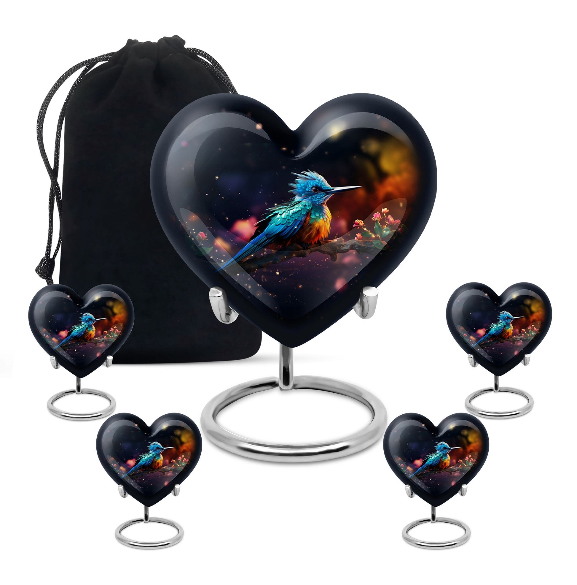 Heart Shape Sparrow Urn Large Urn With 4 Keepsake Urn