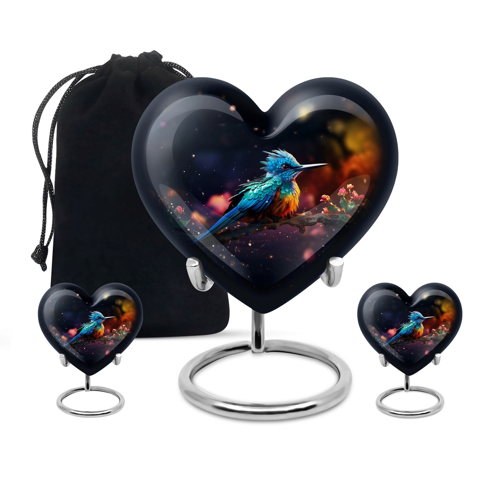 Heart Shape Sparrow Urn Large Urn With 2 Keepsake Urn