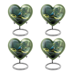 Heart Shape Sparrow Urn Keepsake Urn Pack of 4
