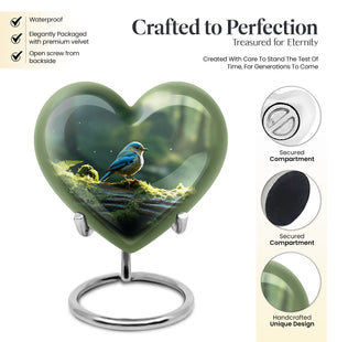 Heart Shape Sparrow Urn Keepsake 3 Inch