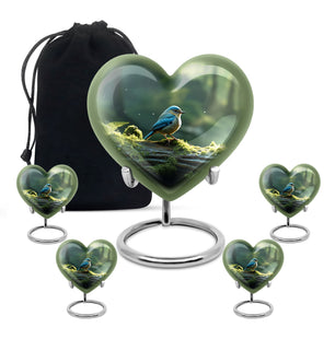 Heart Shape Sparrow Urn Large Urn With 4 Keepsake Urn