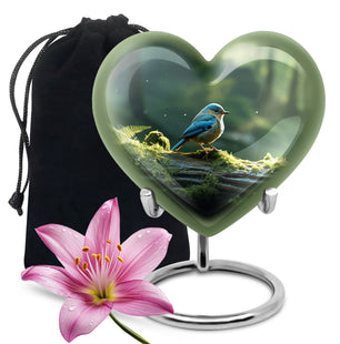 Heart Shape Sparrow Urn Large 10 Inch