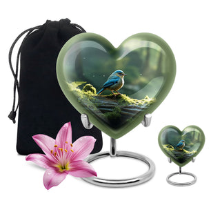 Heart Shape Sparrow Urn Large Urn With 1 Keepsake Urn